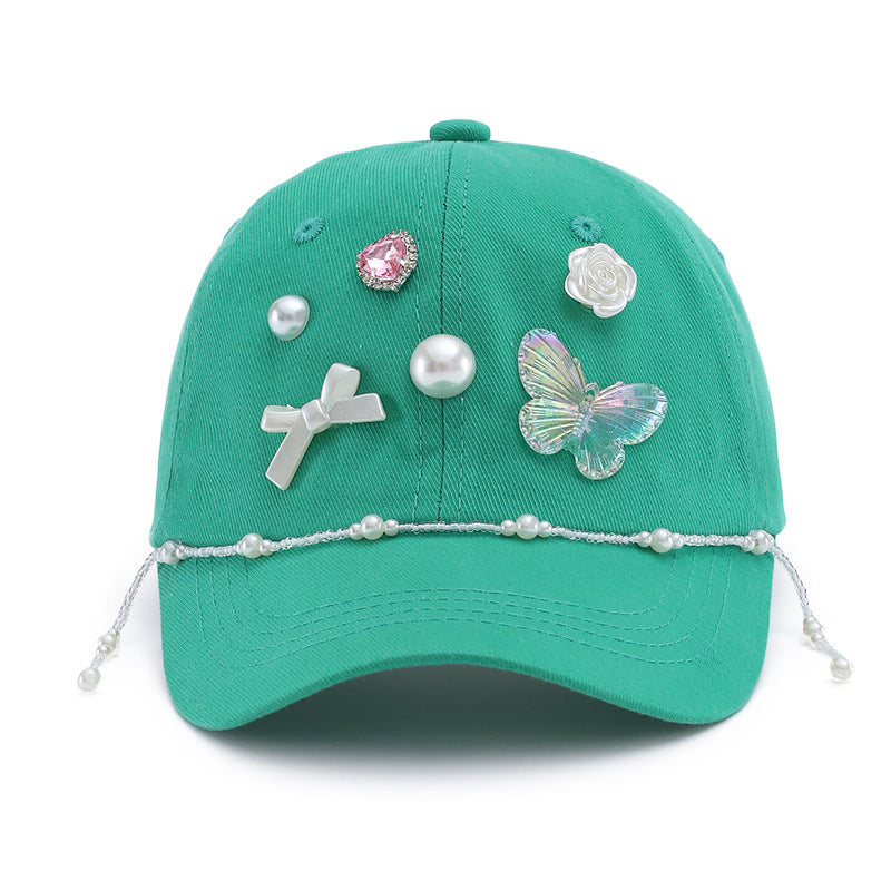 Wholesale  baseball cap fashion diamond butterfly children's hat cap