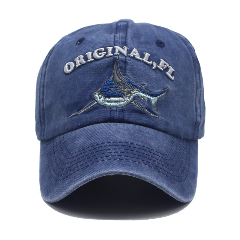 Wholesale  Washed Old Baseball Cap Letter Shark Baseball Cap