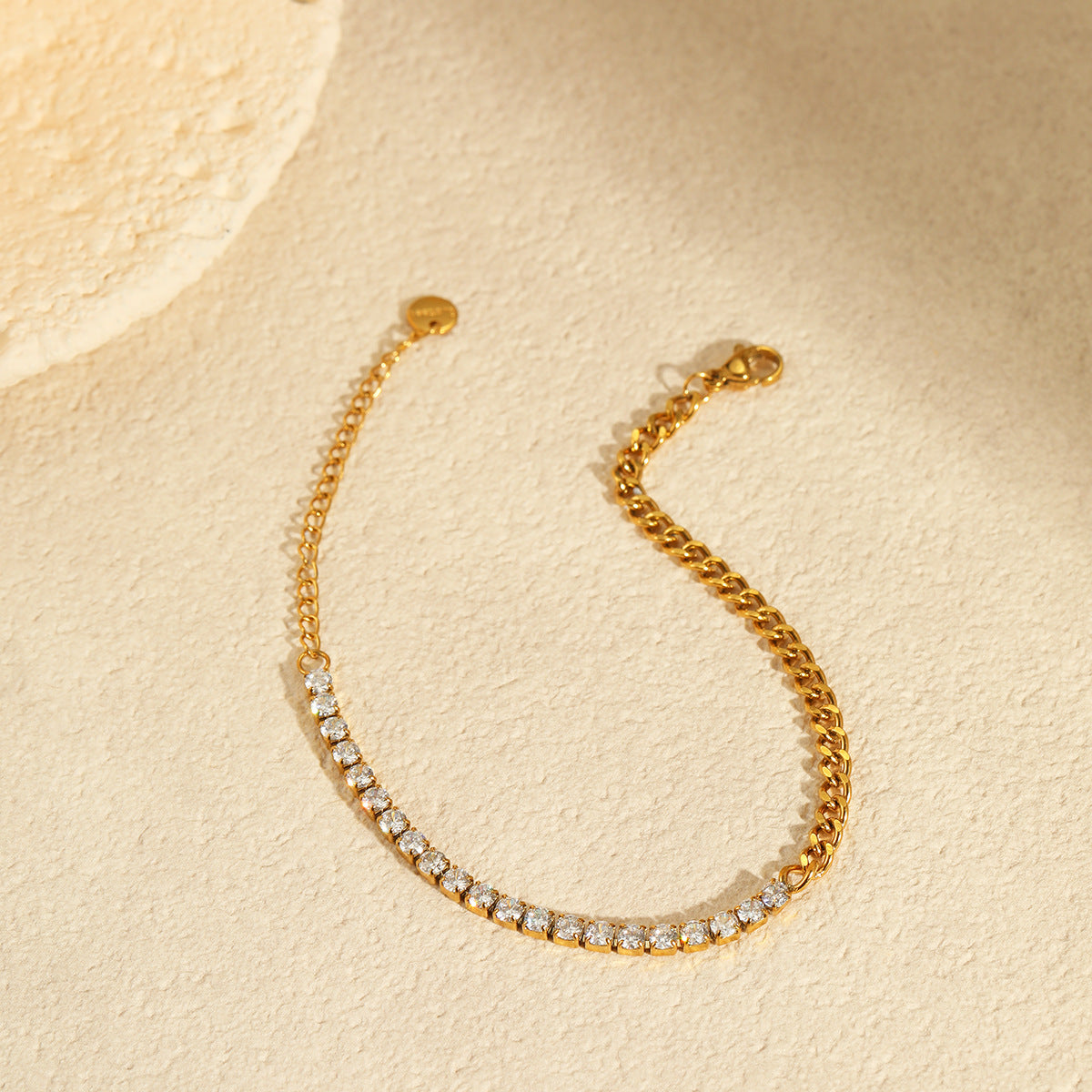 Wholesale  simple inlaid zircon necklace strip stainless steel plated 18K gold high-grade bracelet