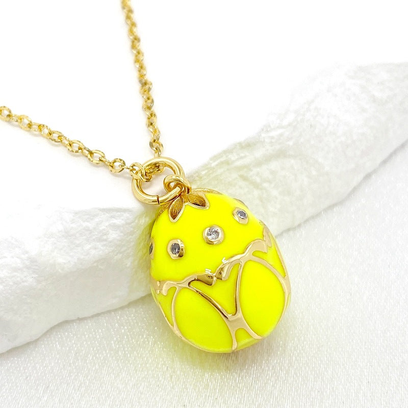 Wholesale 14K Colorful Pendant Easter Egg Pendant Necklace
