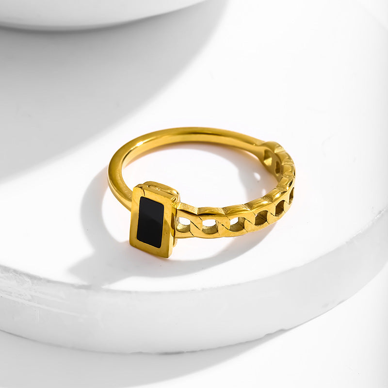 Wholesale Titanium Steel Black Cube Ring