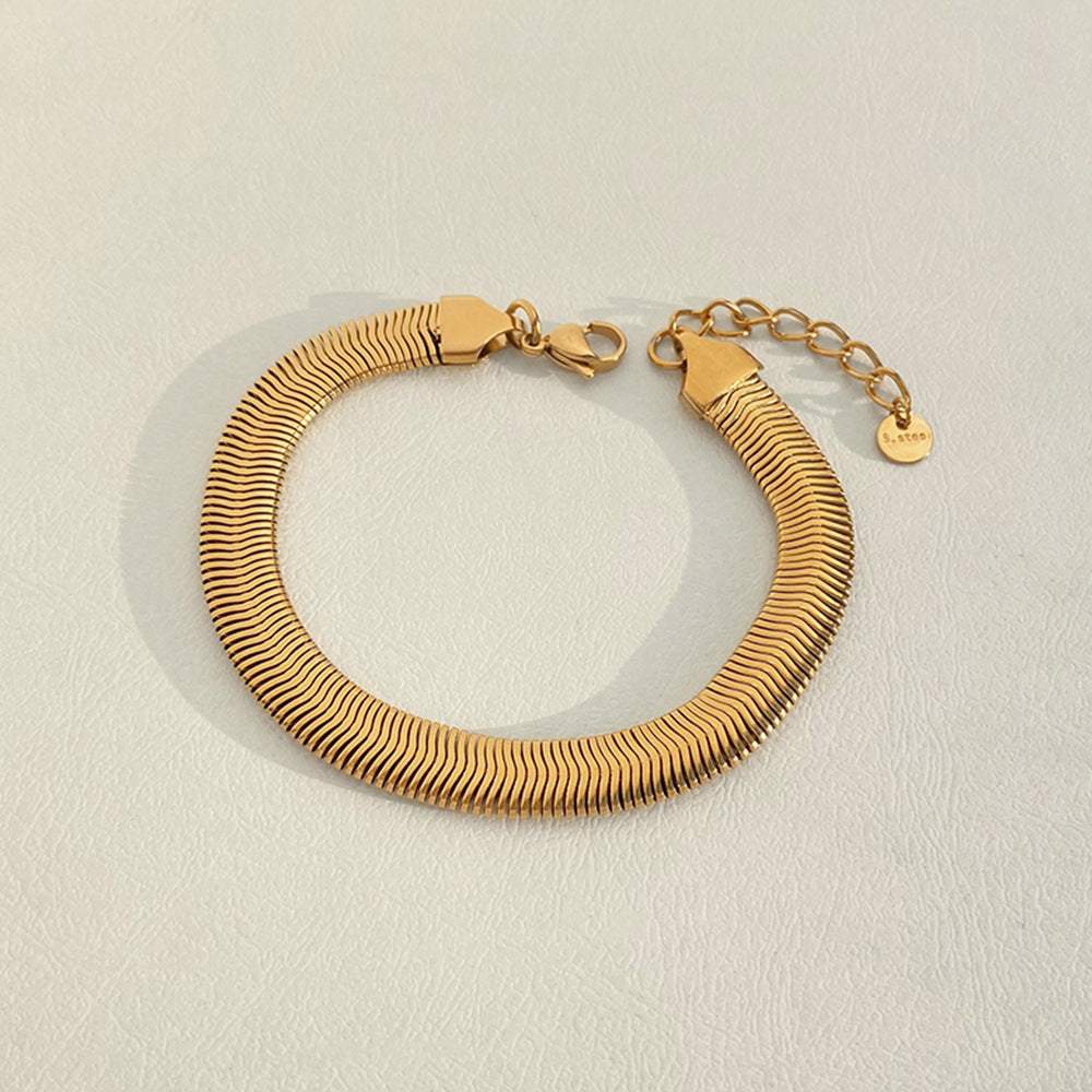 Wholesale Stainless steel bracelet  PVD vacuum furnace electroplating simple style wide surface bracelet