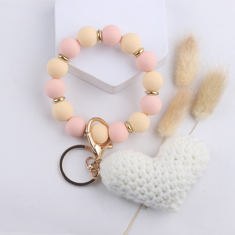 Wholesale Cartoon Love Wool Silicone Beaded Wrist Keychain ACC-KC-GuangTian050