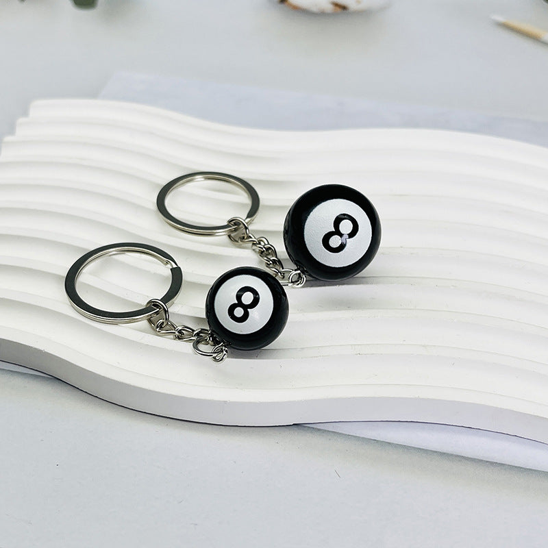 Wholesale  Resin  Black Billiards Keychains