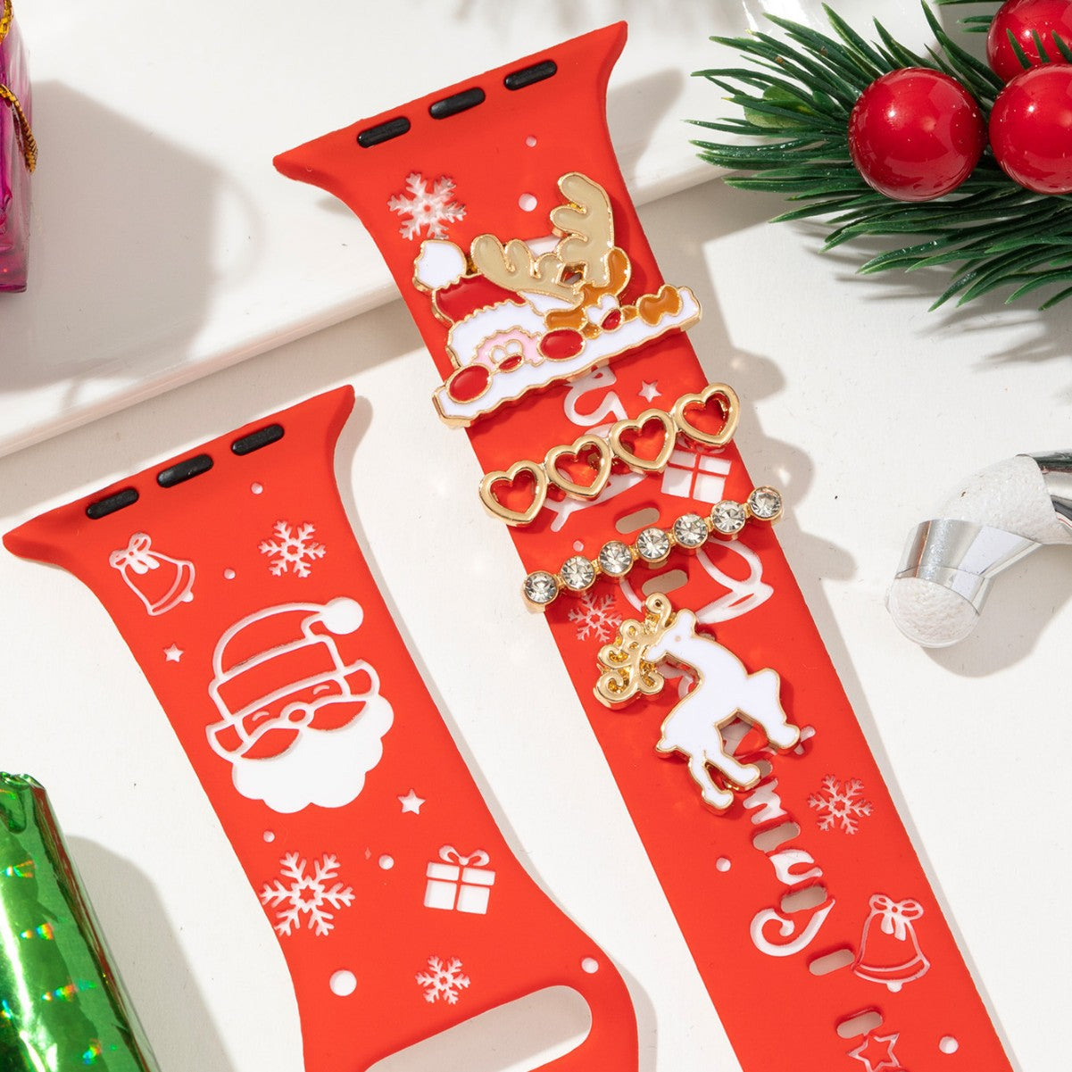 Wholesale Christmas Reindeer Silicone Band With Dripping Oil Charm Decorative Gift Accessory