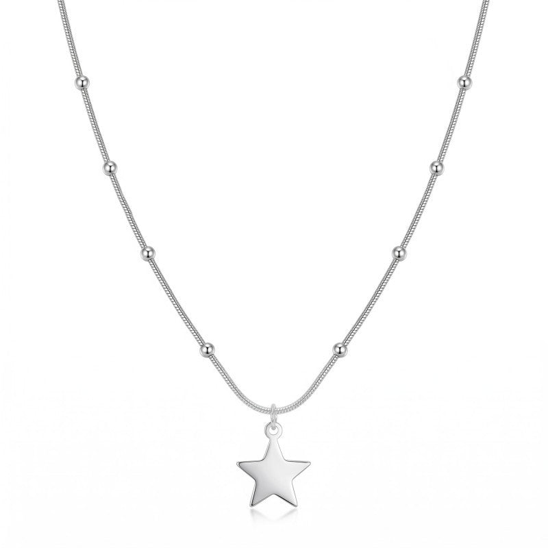 Wholesale Stainless Steel Five Point Star Pendant Necklace Minimalist Korean Style Everyday Fashion Jewelry Gift