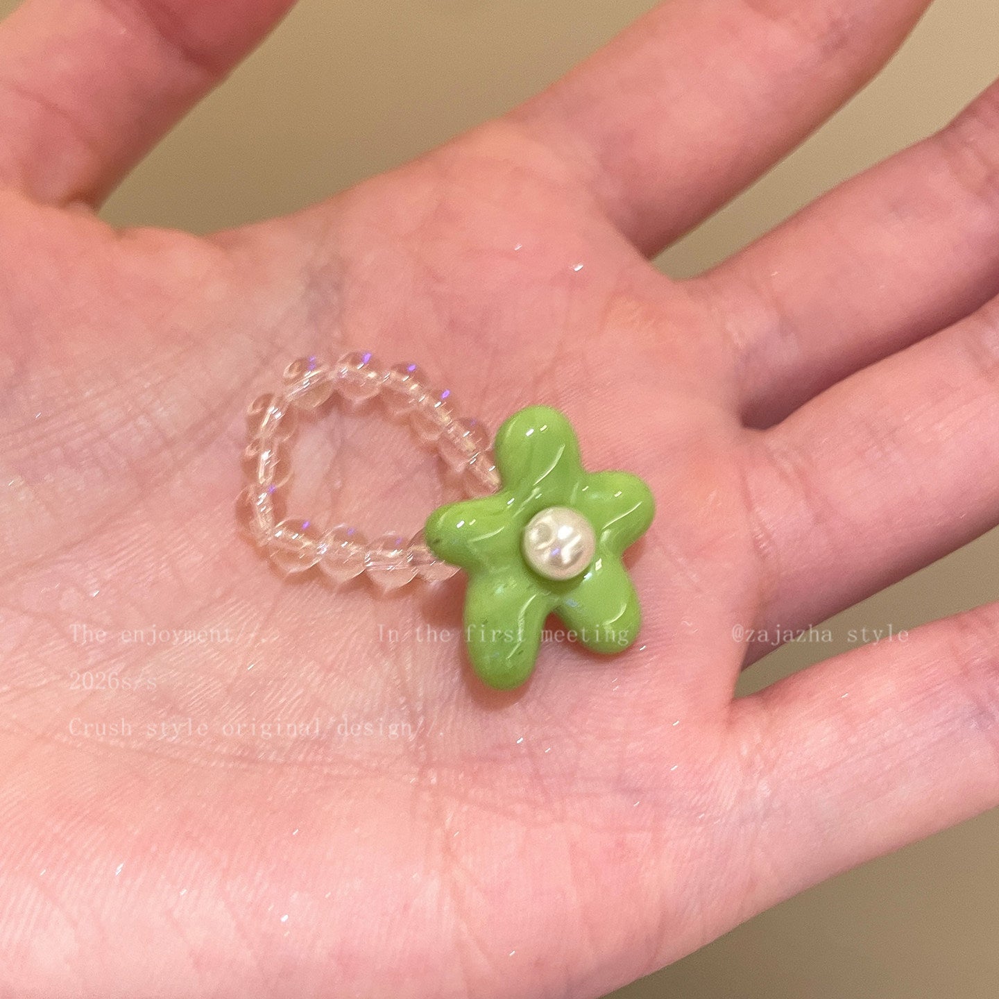 Wholesale Handmade Acrylic Flower Beaded Ring – Colorful Dopamine Summer Vacation Fashion Accessory for Women