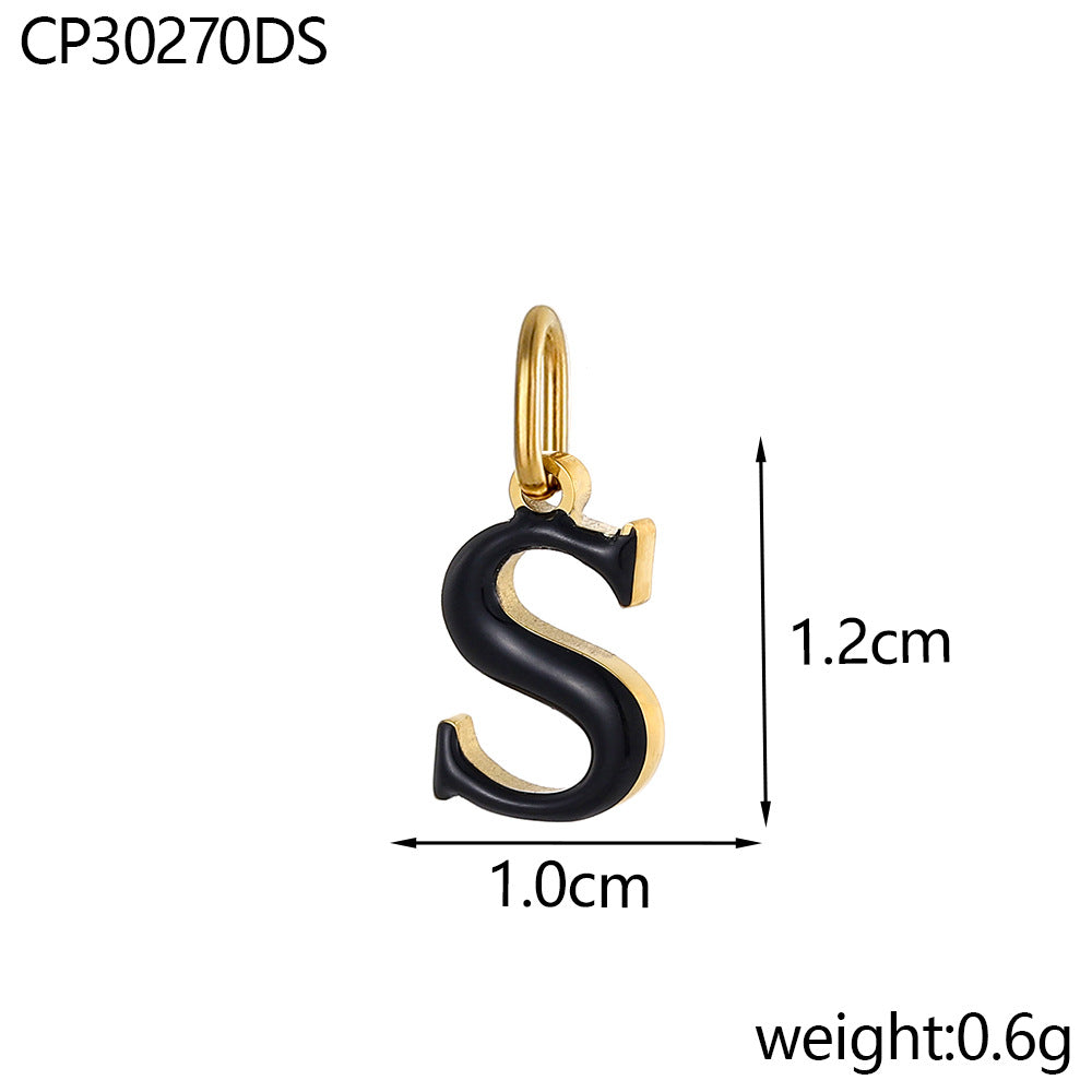 Wholesale Colorful 26 English letters oil-dripping stainless steel vacuum electroplating pendant
