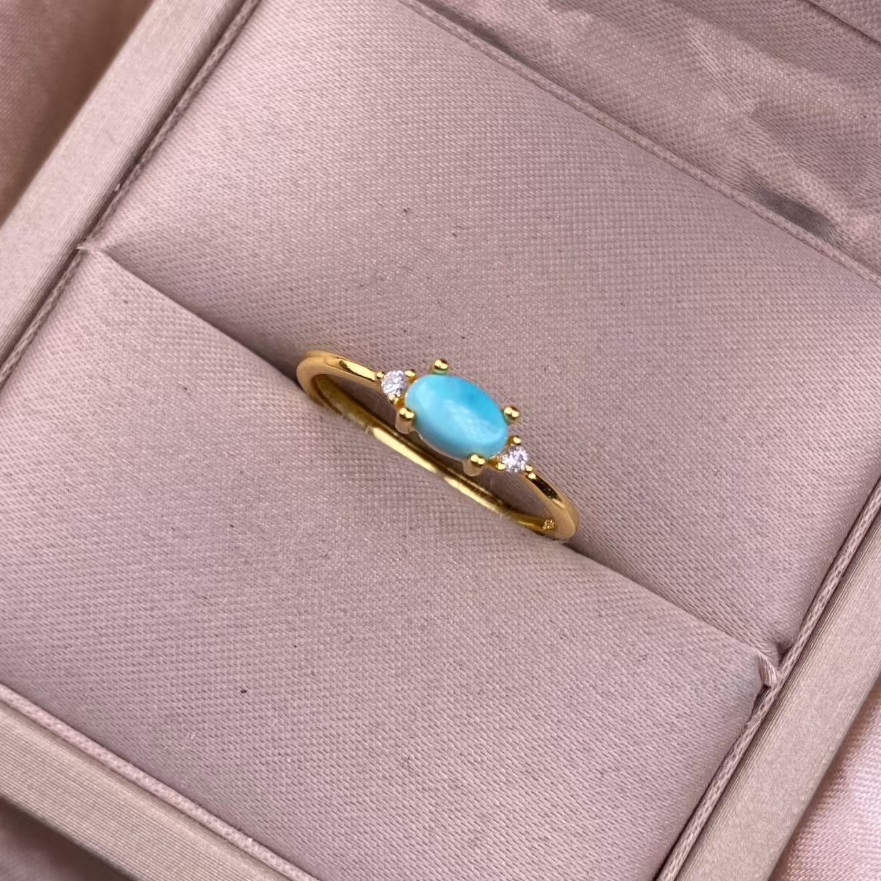 Wholesale Light Luxury  Minimalist Zircon and Blue Turquoise Ring