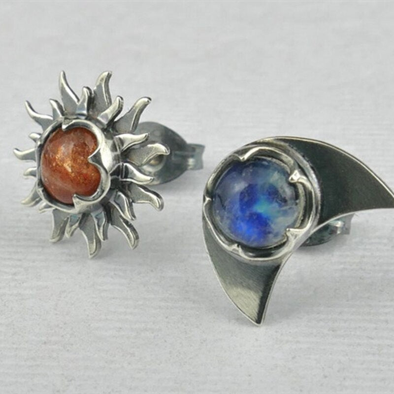Wholesale  Sun Moon Gemstone Vintage Earrings