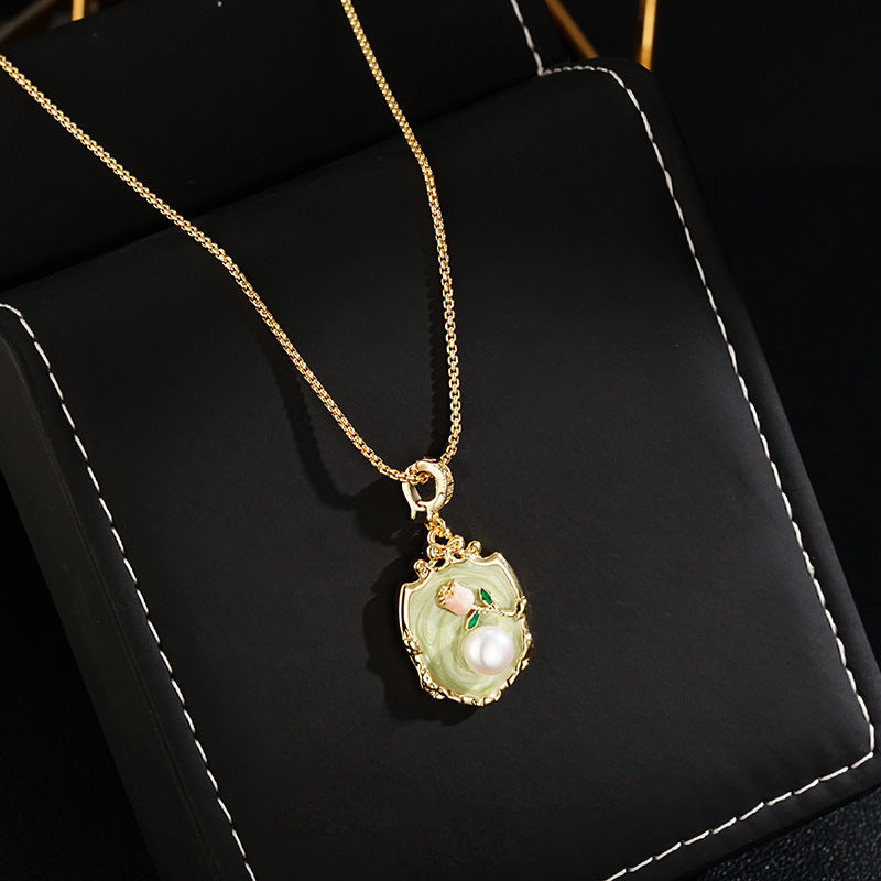 Wholesale Oil painting style natural freshwater beads light luxury high- necklace