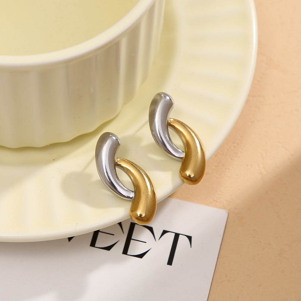 Wholesale  Contrasting Color  Irregular Stainless steel Earrings