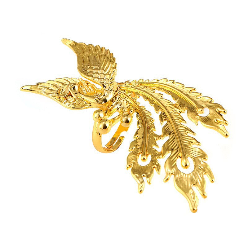 Wholesale Ancient method live mouth phoenix wings ring