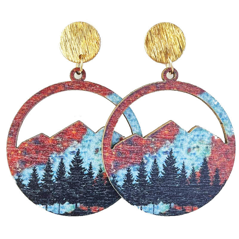 Wholesale 2 Pairs/pack Forest Natural Mountain Plant Leaf Maple Leaf Wood Earrings ACC-ES-HY157