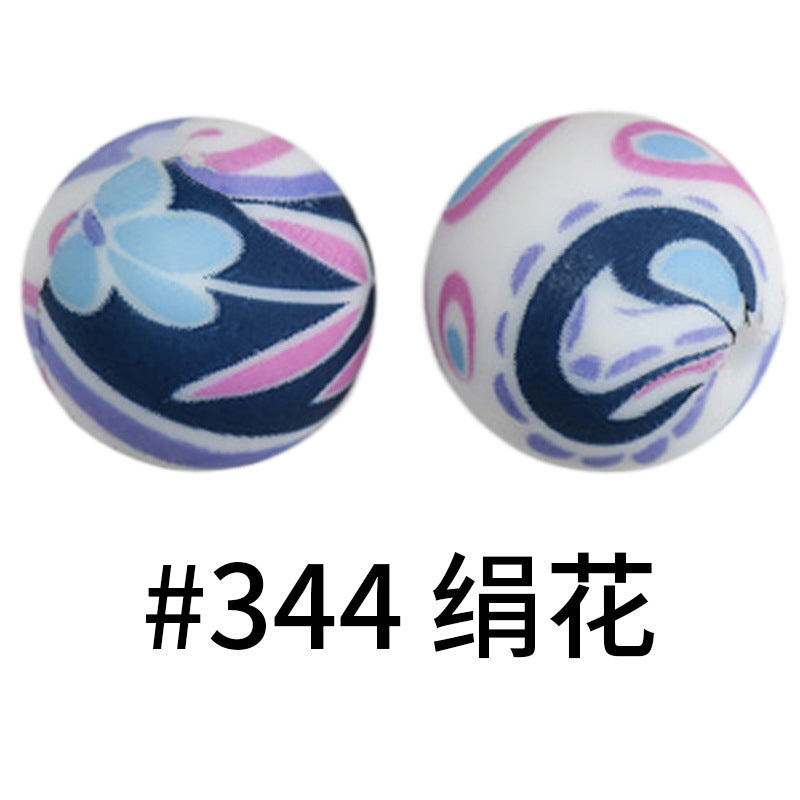 Wholesale 50pcs 15mm Western Style Leopard Skull Color Aztec Printed Silicone Balls Beads ACC-BDS-HeSheng004