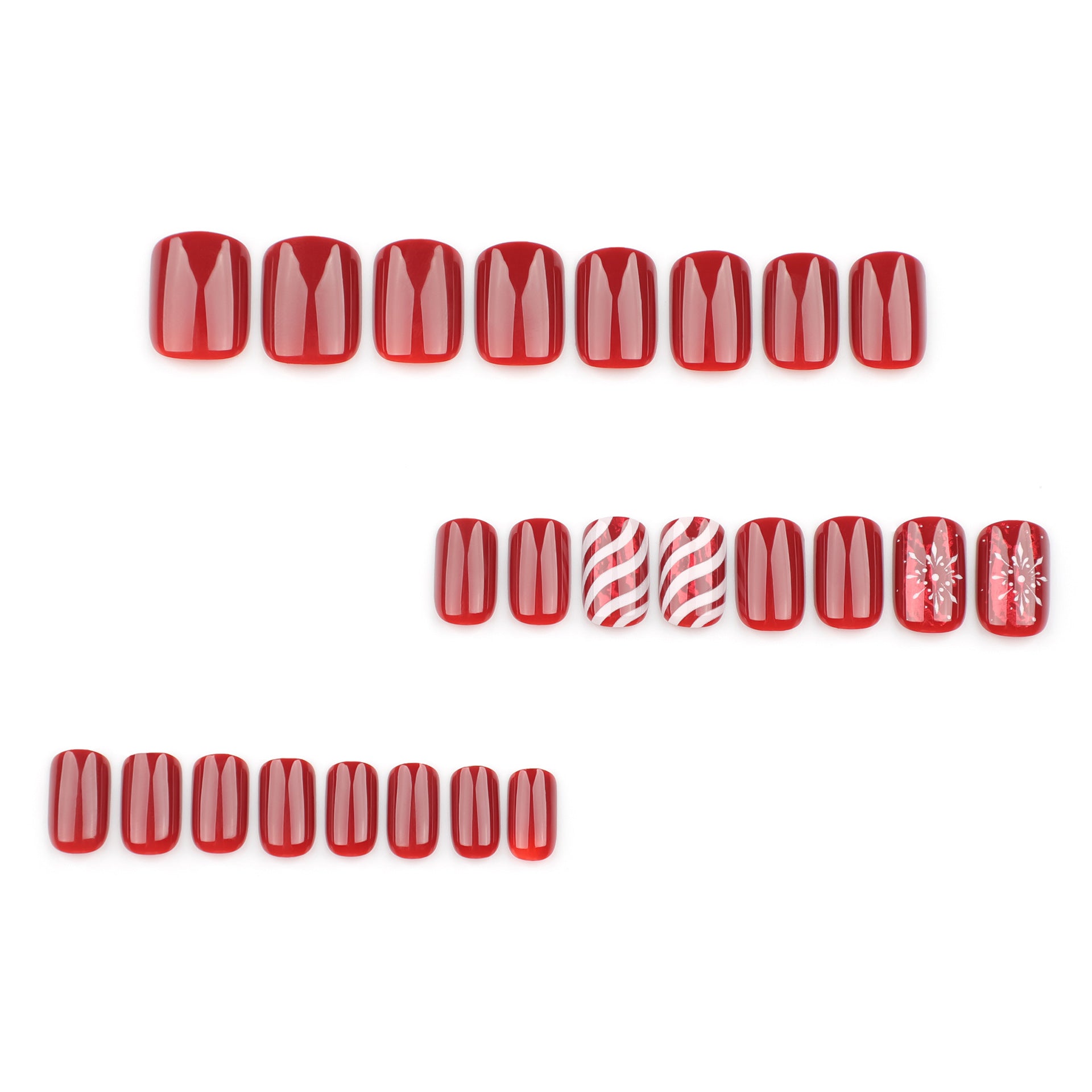 Wholesale 24 Pieces/box Christmas Red Candy Pattern Press-on Nails Kits Nail Stickers ACC-NS-LeFan091