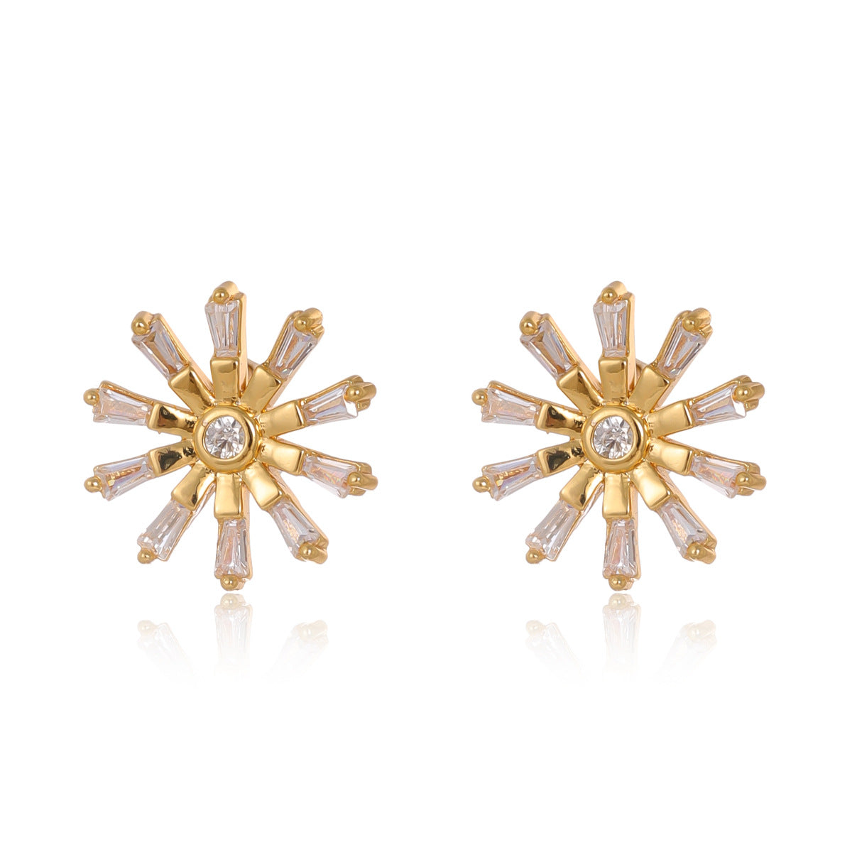 Wholesale Stainless Steel  Petal Diamond Full Diamond Flash Light Luxury Earrings