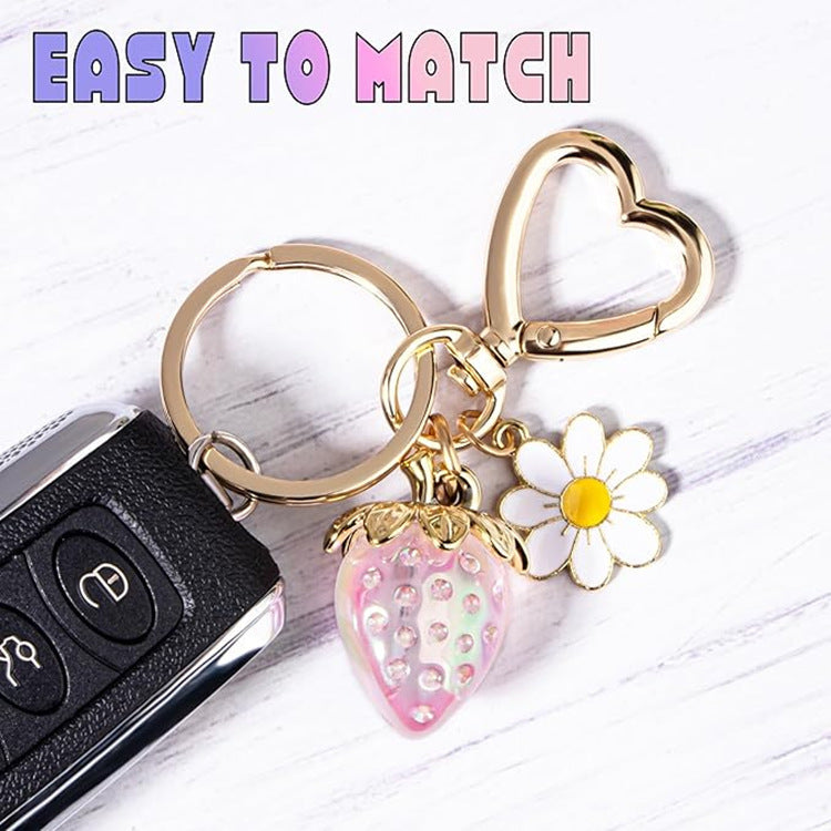 Wholesale Strawberry heart-shaped bag keychain