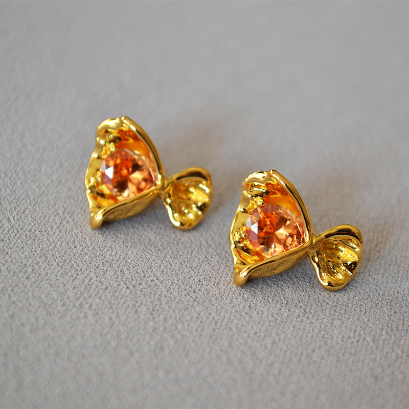 Wholesale wrinkle packaging hand holding bouquet colorful candy zircon earrings