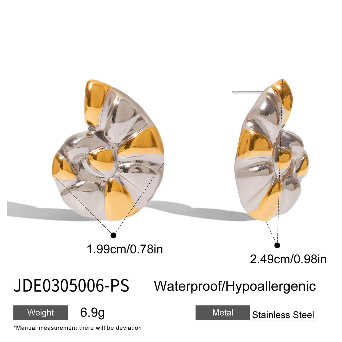 Wholesale  18K Gold Stainless Steel Gold and Silver Earrings