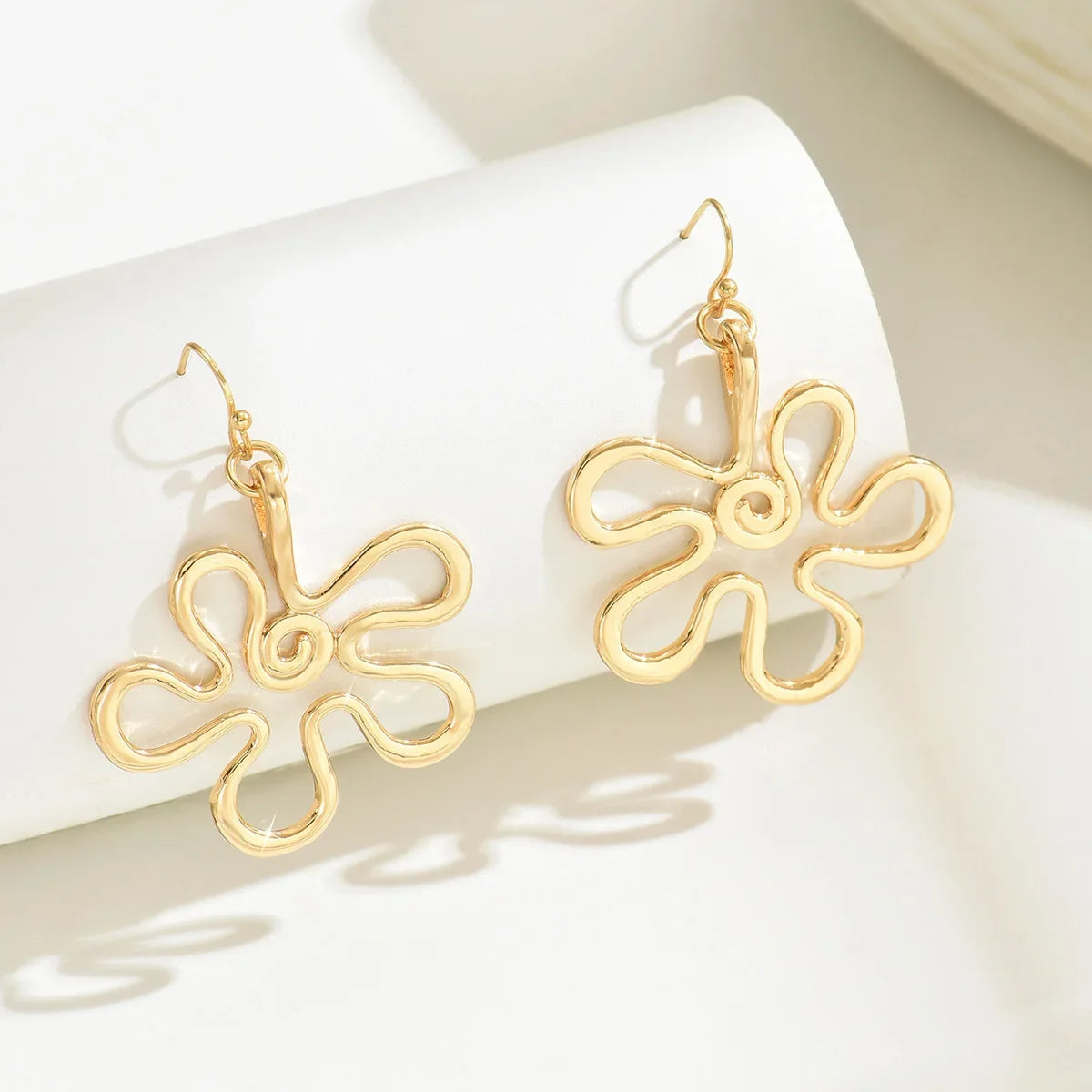 Wholesale alloy geometric creative flower hollow pendant accessories earrings