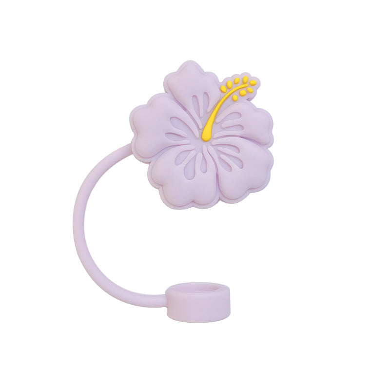 Wholesale 10pcs 10mm Flower Silicone Straw Cover Straw Plug Cup Decoration Straw Tube Cap ACC-SCR-WDX002