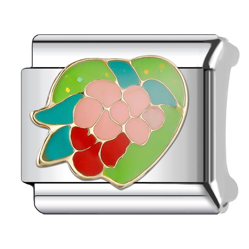 Wholesale Italian Charm Bracelet 9mm DIY Splicing Flower Series Stainless Steel Composable Bracelet