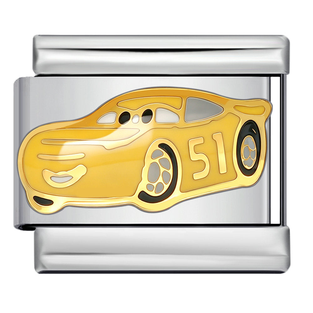 Wholesale Cartoon Car Design Stainless Steel Italian Modular Bracelet DIY Jewelry Accessory Gift Boutique