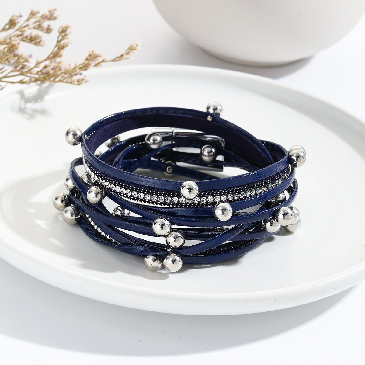 Wholesale Two Circle Beaded Leather Bracelet Multi-layered Layered Bracelet Set ACC-BT-Shangy003