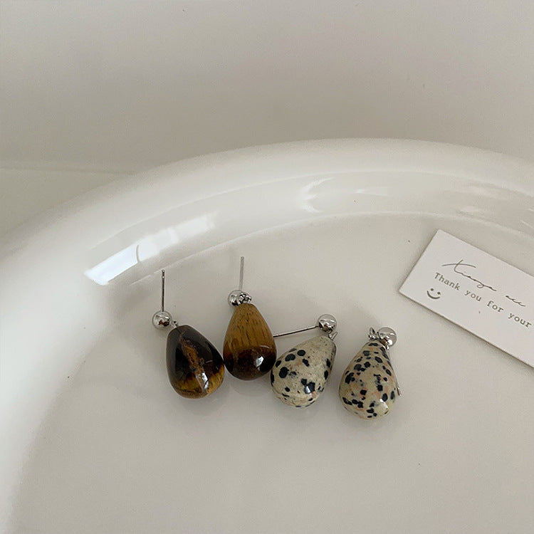 Wholesale Natural Stone Metal Stud Earrings