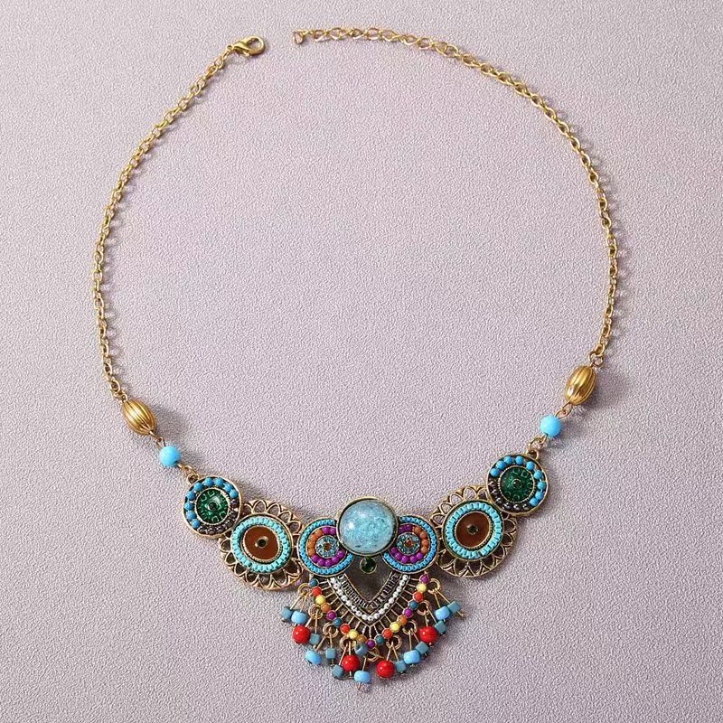 Wholesale Tibetan Style Beaded Necklace Yew Wood Handmade Jewelry Accessory for Gift