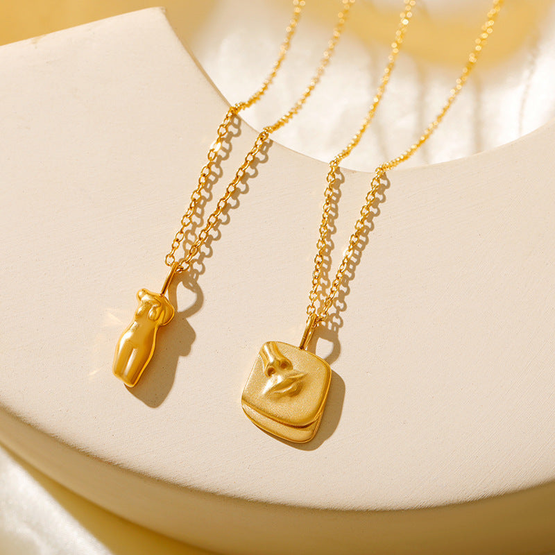 Wholesale Stainless steel  exaggerated hip-hop figure square pendant necklace