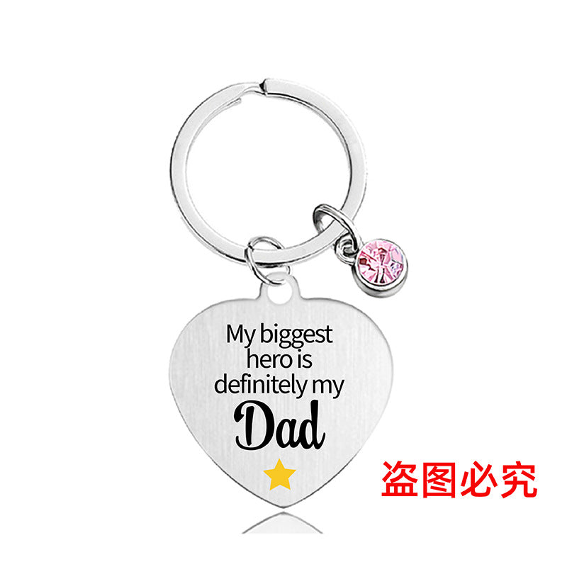 Wholesale Color Printed Pink Diamond Heart Shape Metal Keychain for Family and Friends Gifts Creative Keychain ACC-KC-Ganggu021