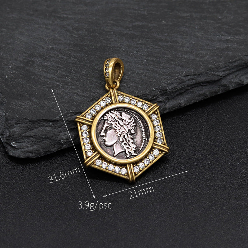 Wholesale Copper Greek Roman Retro Figure Pendant Necklace Fashion Accessory for Boutique Resale