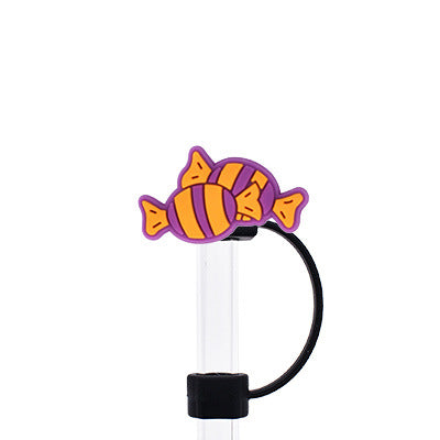 Wholesale Random 100pcs Halloween 10MM PVC Straw Tube Cap ACC-SCR-YiQu002