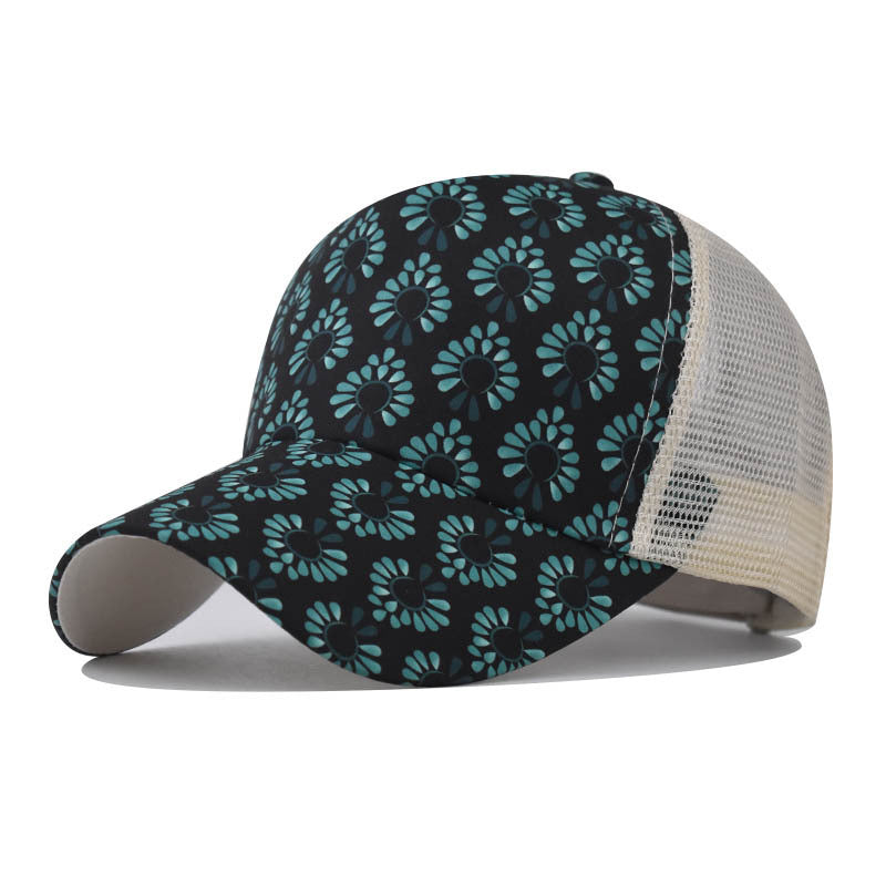 Wholesale Trendy Women S Printed Baseball Cap With Ponytail Hole And Seven Colorful Ponytails Adjustable Summer Everyday Accessory