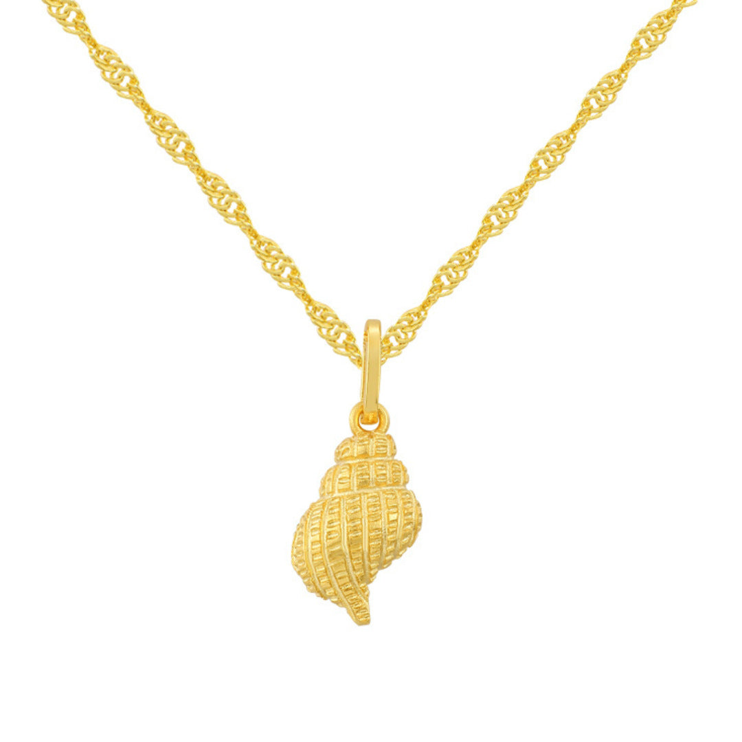 Wholesale Titanium Steel Small Flower Ocean Style Shell Starfish Pearl Necklace