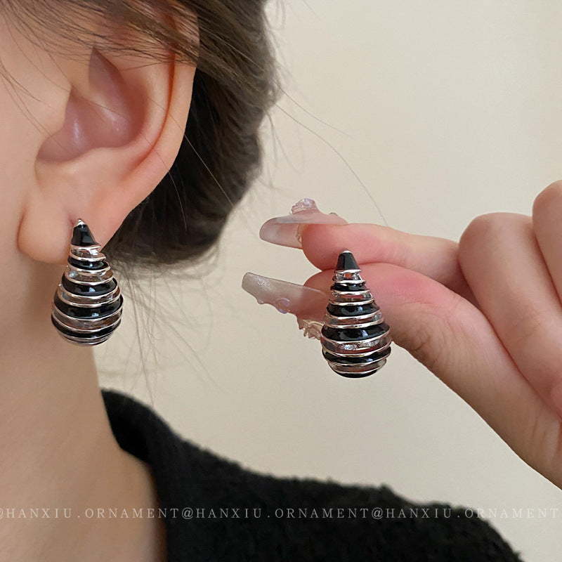 Wholesale Copper Plated Gold Dropping Oil Thread Curved Silver Needle Earrings