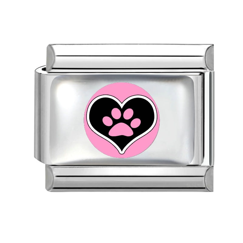 Wholesale Stainless Steel Paw Print Heart Charm For DIY Bracelet Jewelry Making