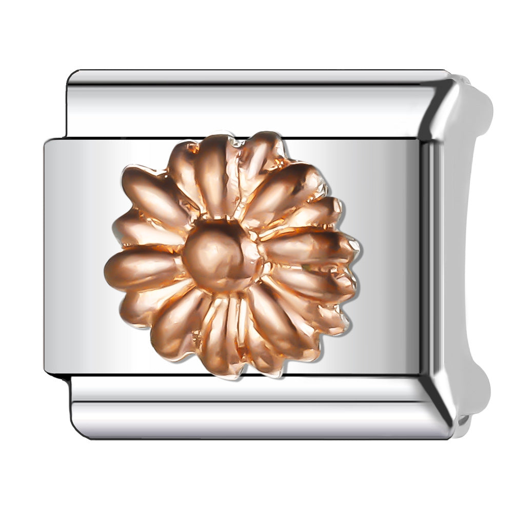 Wholesale Italian Charm Bracelet 9mm DIY Splicing Creative Flower Stainless Steel Composable Bracelet