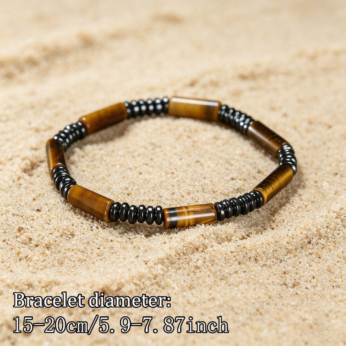 Wholesale Natural Stone Tiger Eye and Hematite Beaded Bracelet,  Handmade Fashion Accessory for Everyday Wear