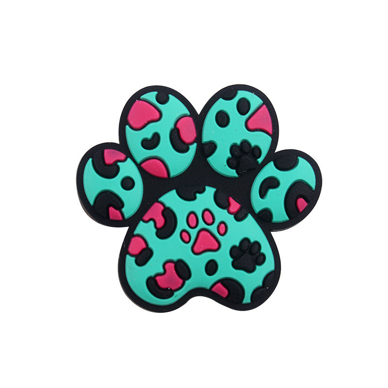 Wholesale 10pcs Cartoon Leopard Print Rainbow Dog Paw Silicone Beads Focal Beads DIY Beadable Pen Accessories ACC-BDS-GuangTian023