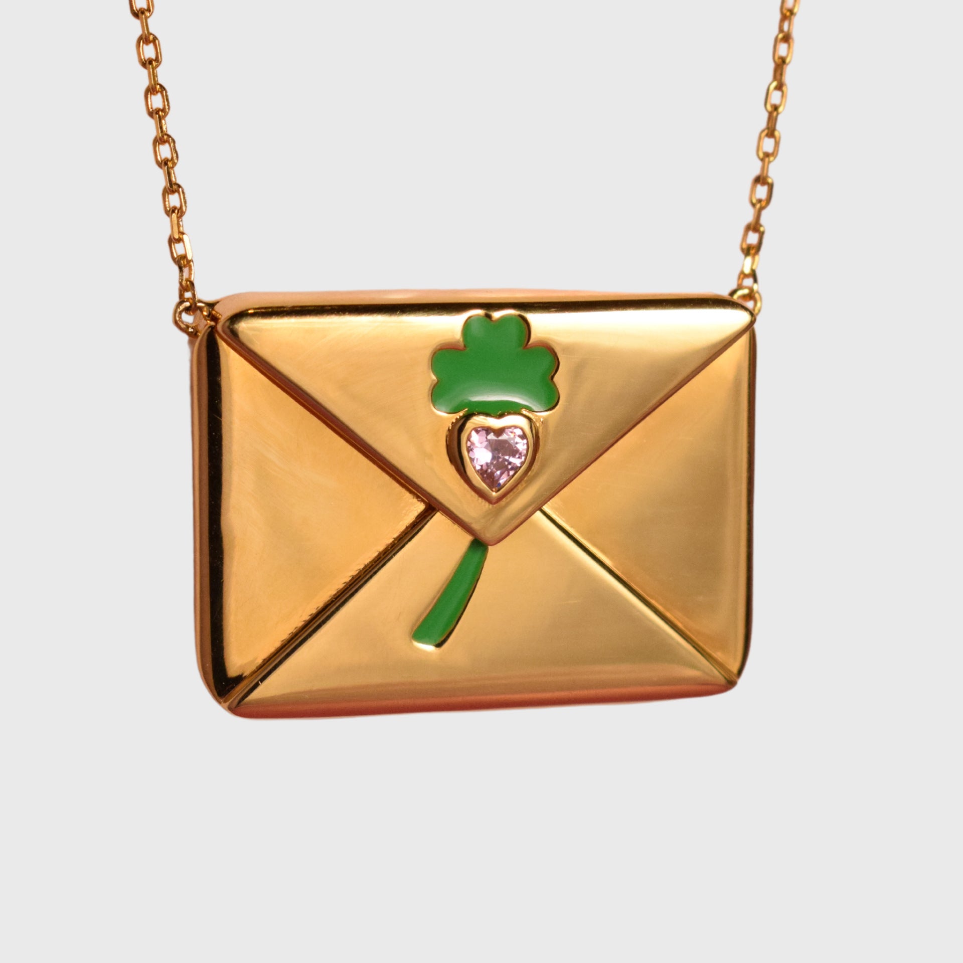 Wholesale Lovers Ornaments Heart Zircon Envelope Box Necklace