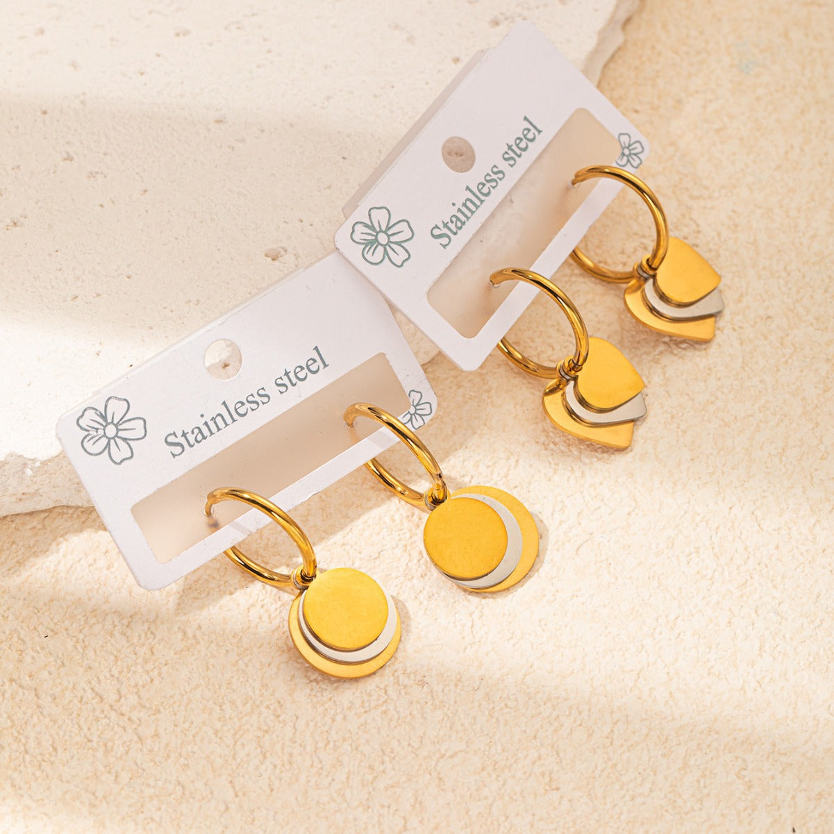 Wholesale Butterfly Love Moon Titanium Steel Gold Plated Earrings