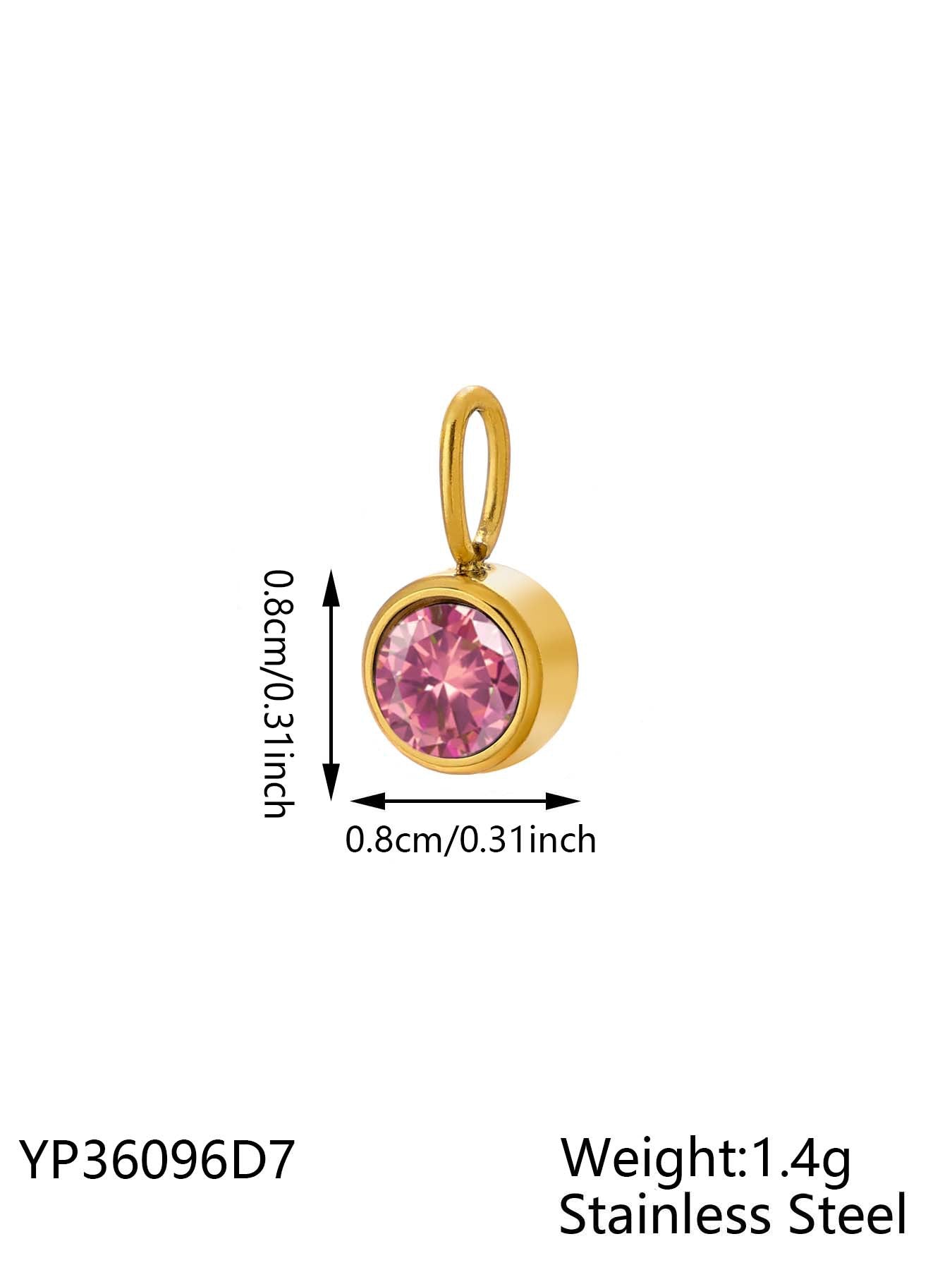 Wholesale Stainless steel birthday stone DIY color pendant