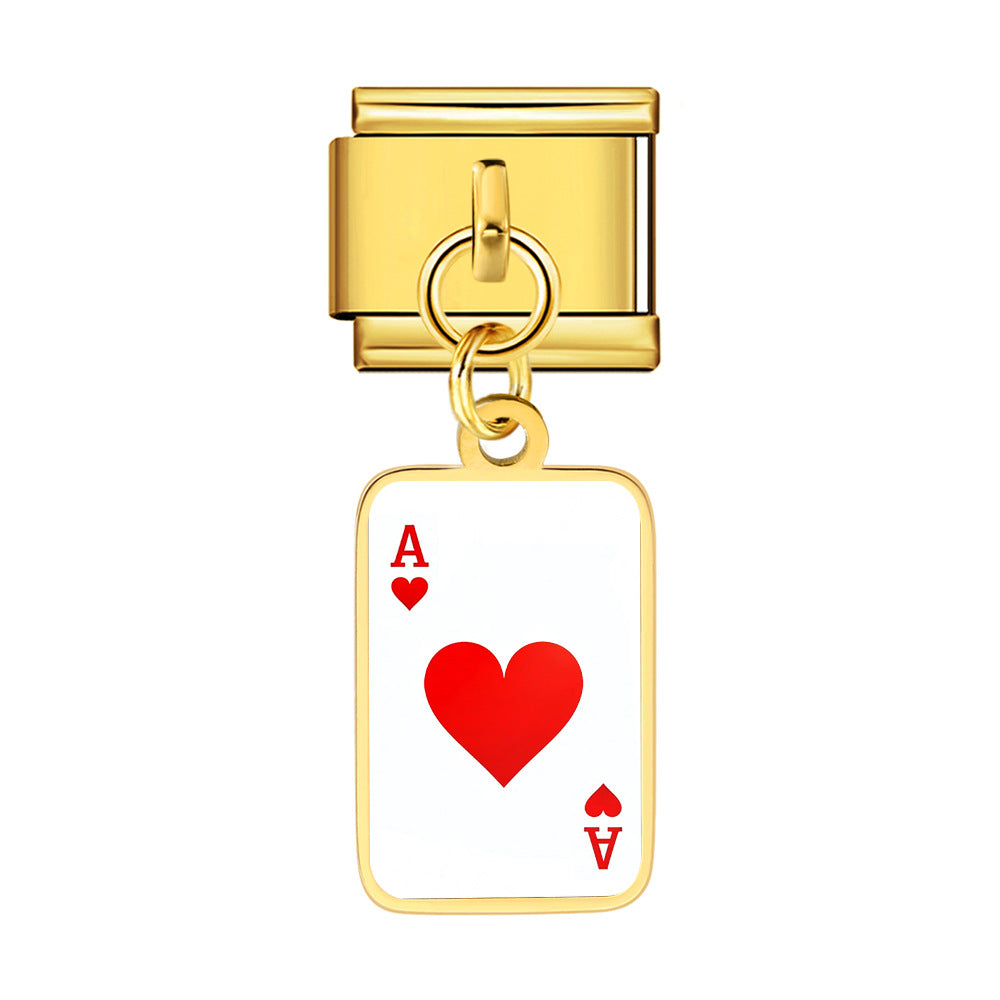 Wholesale Trendy Playing Card Pendant Stainless Steel Bracelet Fashion Accessory For Boutique Resale
