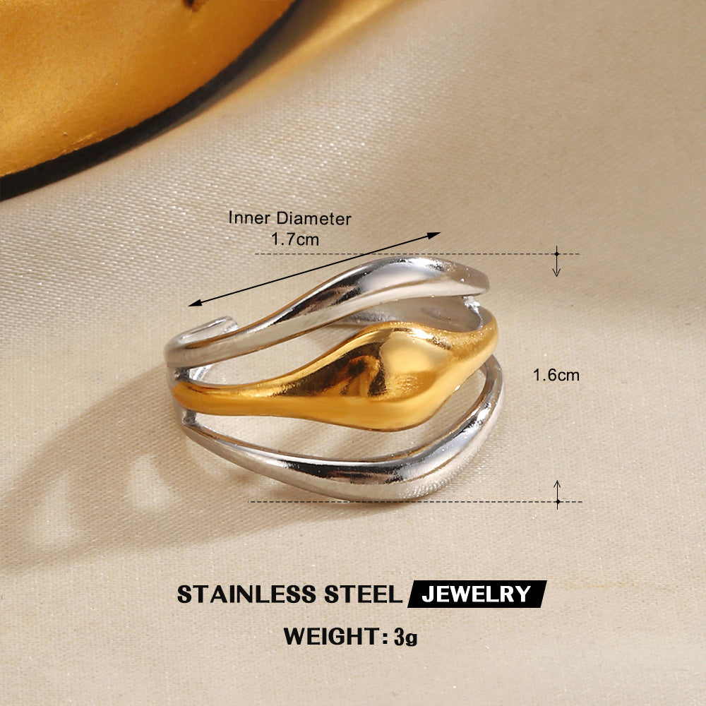 Wholesale Stainless Steel Contrast Color Ring for Women Fashion Accessory Everyday Wear