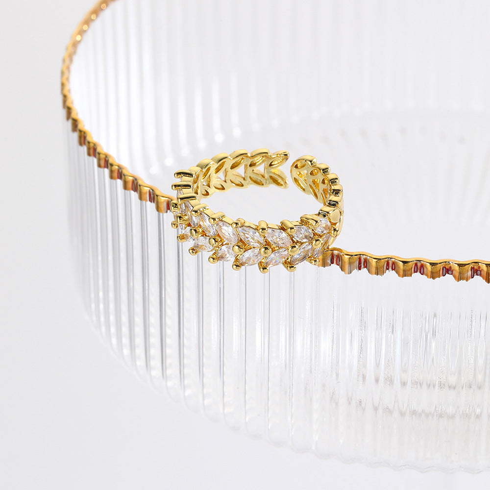 Wholesale Wheat Ear Copper Plated 18K Adjustable Ring