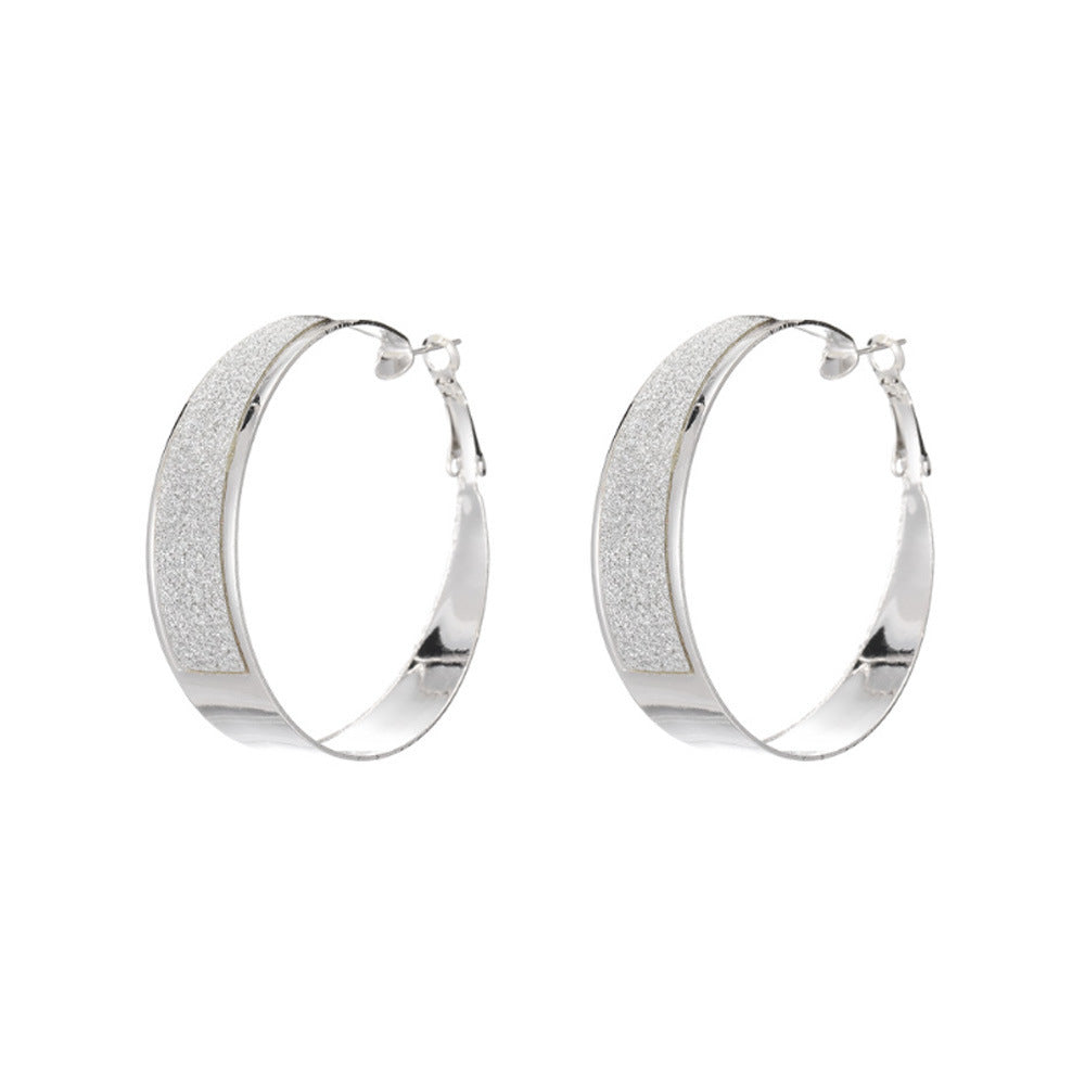 Wholesale personality exaggerated round silver retro big earrings