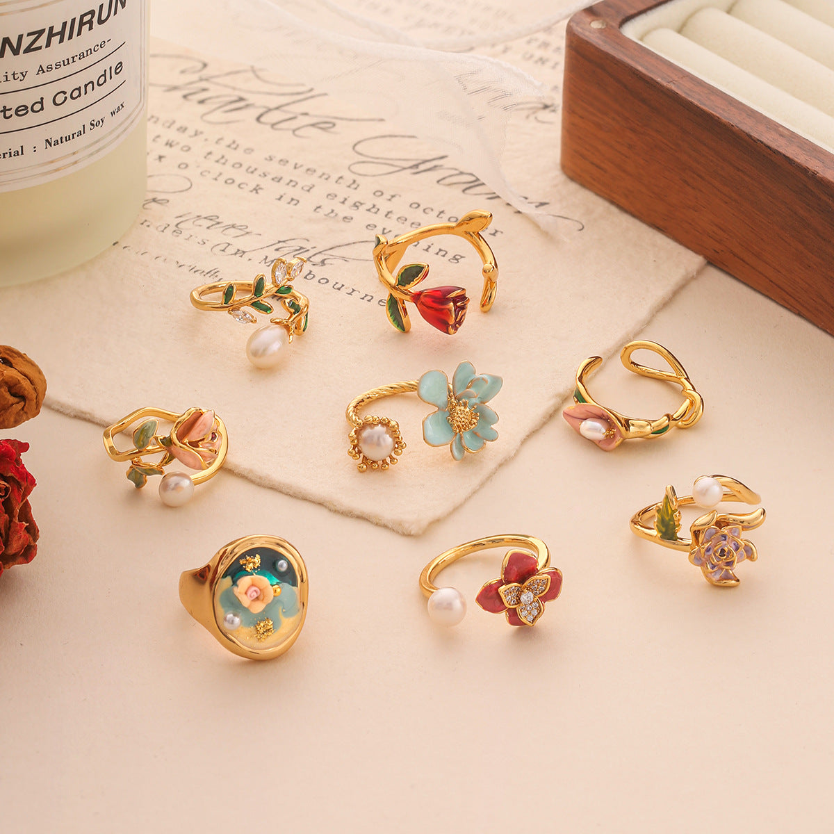Wholesale  Natural Pearl Ring  Adjustable Ring